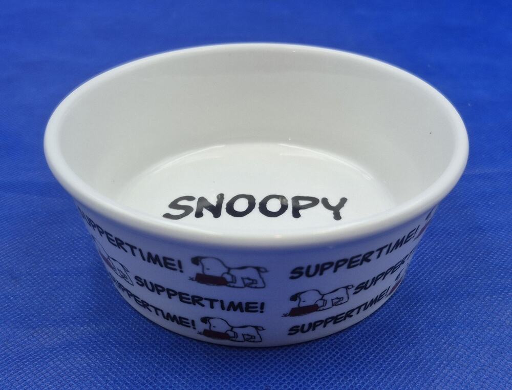Gibson Peanuts SNOOPY Suppertime Ceramic Pet Food Dish 5.25x2"